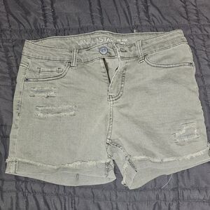 Vanilla Star Women's Olive Distressed Jean Shorts